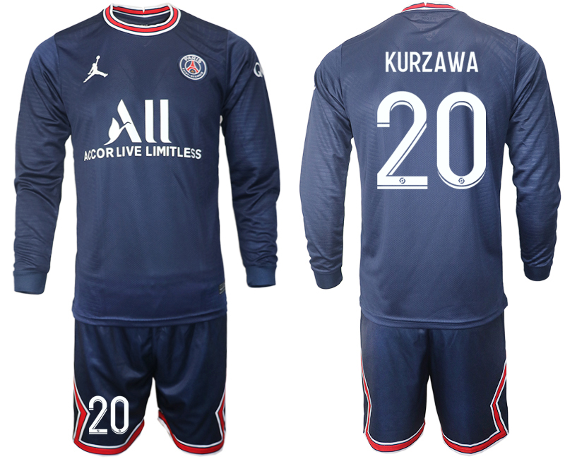 Men 2021-2022 Club Paris St German home blue Long Sleeve #20 Soccer Jersey->paris st german jersey->Soccer Club Jersey